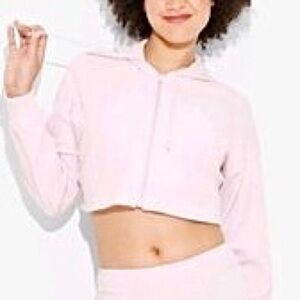 Wild Fable Cropped Hoodie Jacket Light Pink Size M